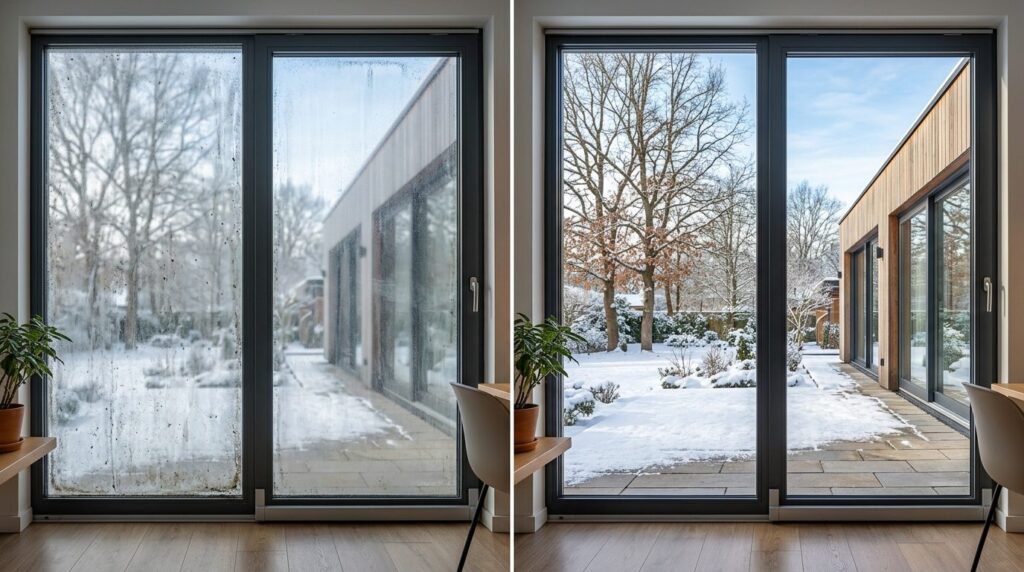 Professional before-and-after style photograph showing split