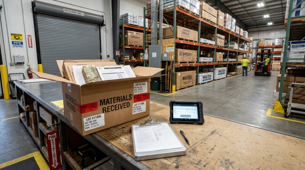 Wide angle view of a delivery receiving station with multipl
