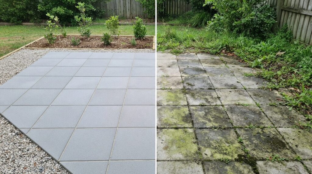 Professional before and after comparison shot of new residen