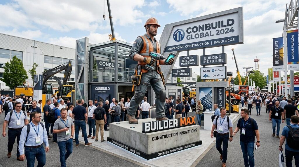 Photorealistic image of a large-scale 3D branded figure inst