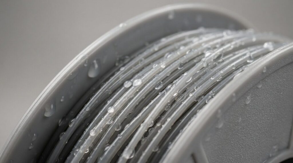 Close-up macro photography of PETG filament spool texture an