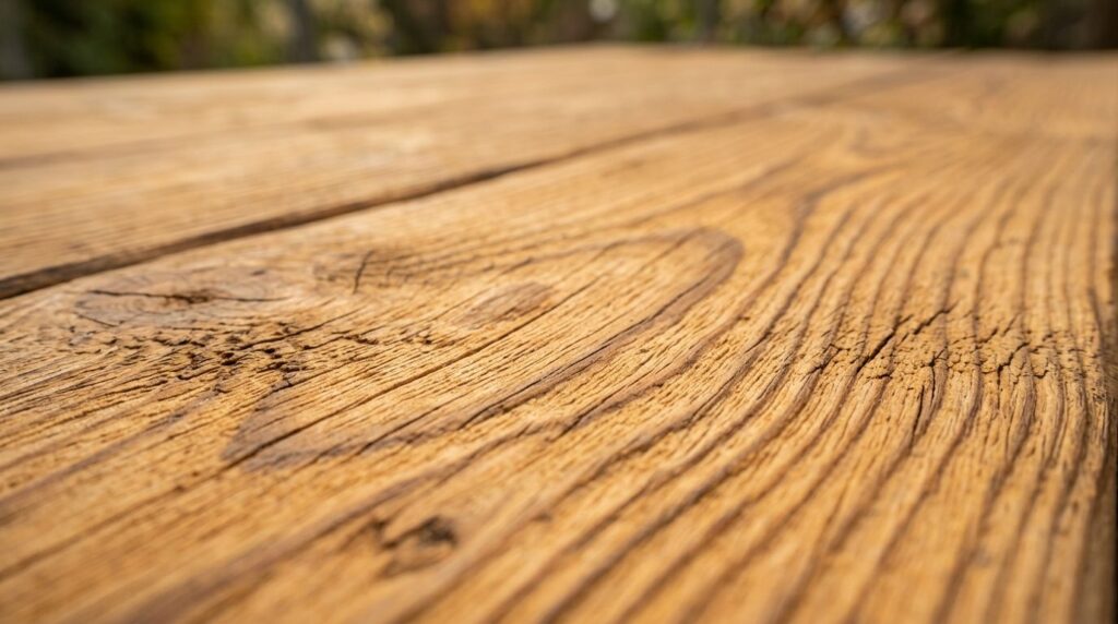 Close-up detailed macro photograph of heat-treated pine wood